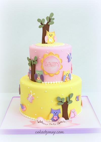 Owl Baby Shower Cake - Cake by Cakes by Maylene
