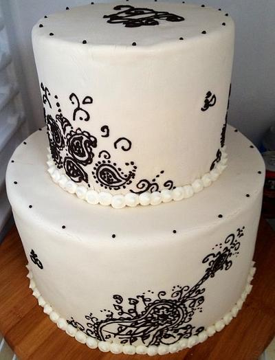 Henna, yoga, guitar design wedding cake - Cake by Monicom