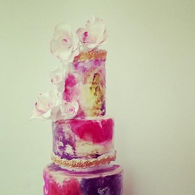 hand painted wedding cake. - Cake by Swt Creation