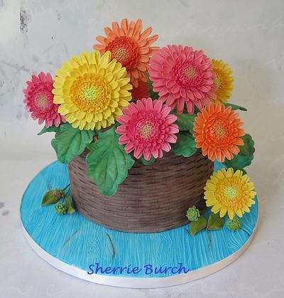 Gerbera Daisies Basket cake MBalaska - Cake by MBalaska