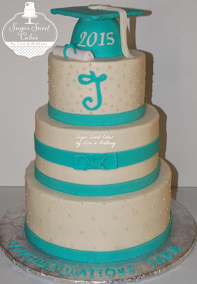Ivory & Turquoise Graduation - Cake by Sugar Sweet Cakes