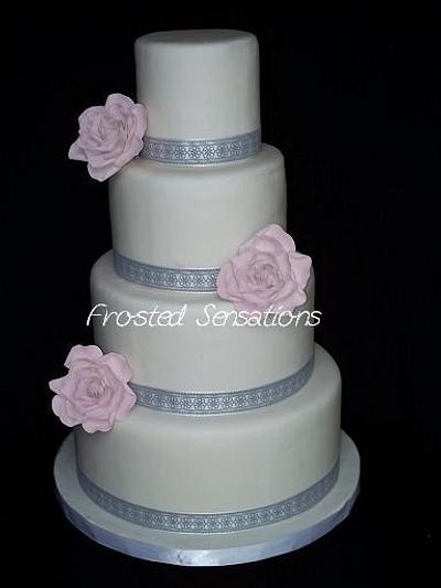 Pink and Grey Wedding Cake - Cake by Virginia
