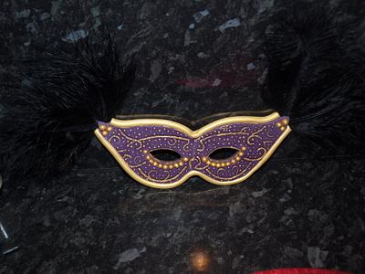 Masquerade Mask, made from fondant and hand painted - Cake by Deb-beesdelights