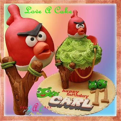 Angry Bird - themed Birthday Giant Cupcake - Cake by genzLoveACake