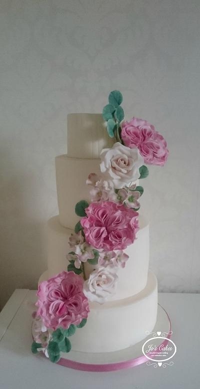 Four Tier Floral Wedding Cake - Cake by Jo's Cakes