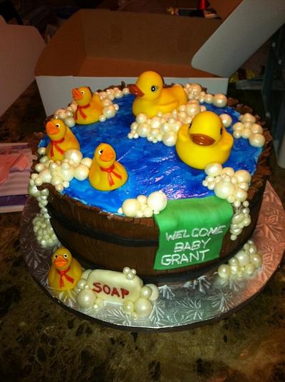 Rubber Ducky in Bath Barrell - Cake by TastyMemoriesCakes