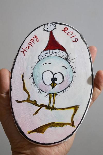 Freehand painting plaque for New years eve cake with cocoa butter - Cake by  Despina Vrochidou