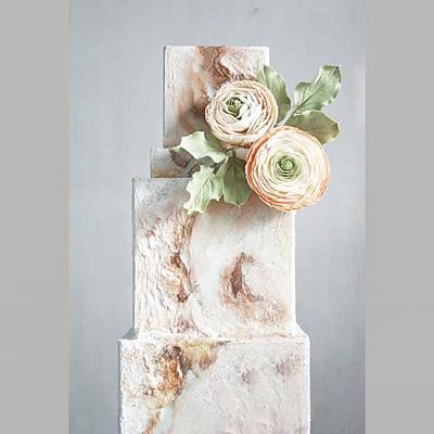Honed Marble and Ranunculus - Cake by Jackie Florendo