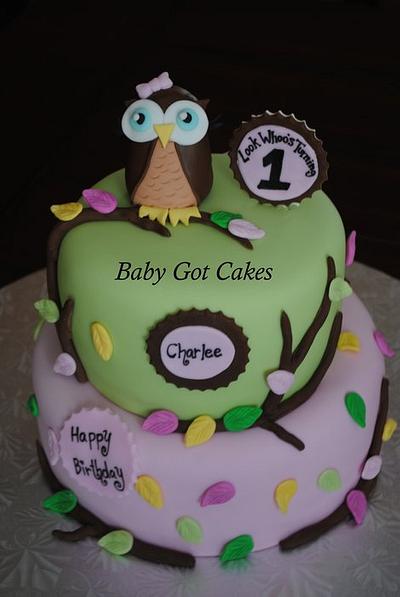 Owl  - 'Look Whoo's Turning 1' First Birthday Cake - Cake by Baby Got Cakes
