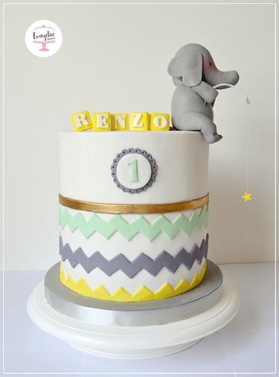 Elephant and Chevron - Cake by Evangeline.Cakes 