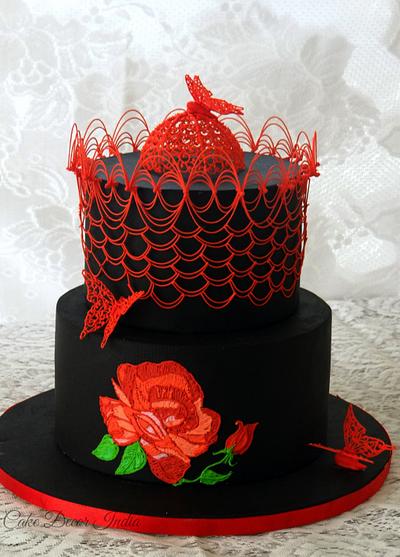 Embroidery in Royal icing - Cake by Prachi Dhabaldeb