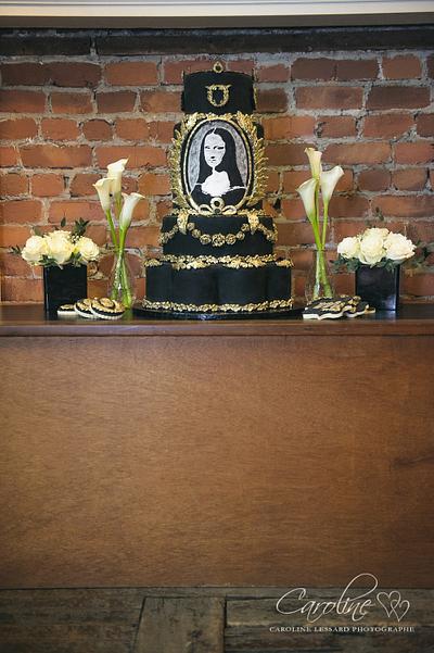 Mona Lisa Cake black  & gold  wedding cake  - Cake by DIVA OF CAKE 