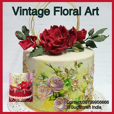 Vintage Floral Art  - Cake by SugarcraftIndia