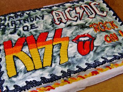 Rock-n-roll cake! Kiss, AC/DC, Aerosmith - Cake by Nancys Fancys Cakes & Catering (Nancy Goolsby)
