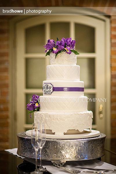 Iris and Lace Wedding Cake at the Alumni House Williamsburg - Cake by CourtHouse Cake Company