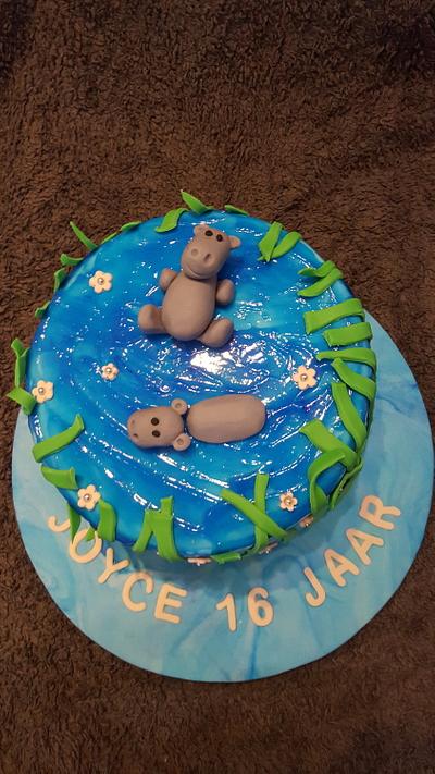 swimming hippo - Cake by Bakmuts en zo