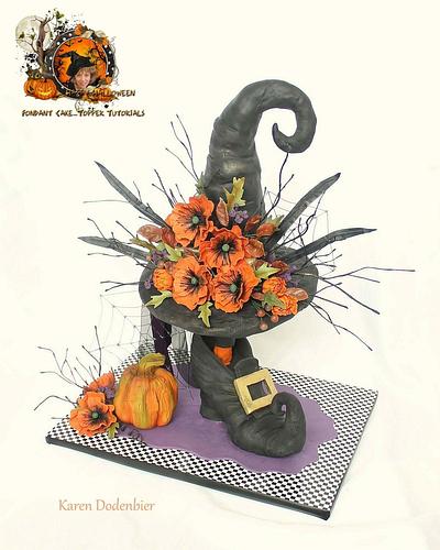 Halloween Collaboration - Witch Hat and Shoe Flower Arrangements - Cake by Karen Dodenbier