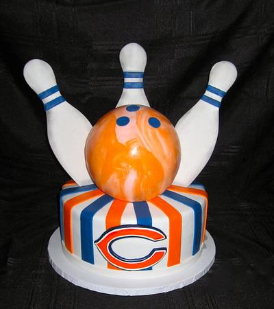 Bowling/Chicago Bears Groom's Cake - Cake by Cuteology Cakes 