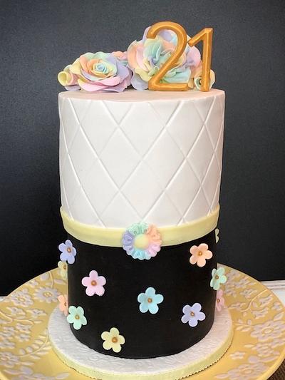 21st Pastel Flower Birthday Cake - Cake by Sheri C.