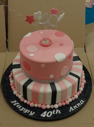 Pink & sparkly 40th - Cake by Jodie Innes