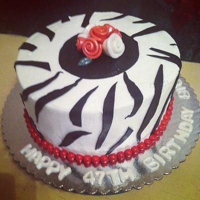 Zebra Print / Stripe Birthday Cake - Cake by Michelle Allen