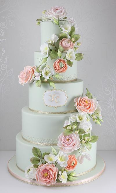 vintage country blooms wedding cake - Cake by The Fairy Cakery