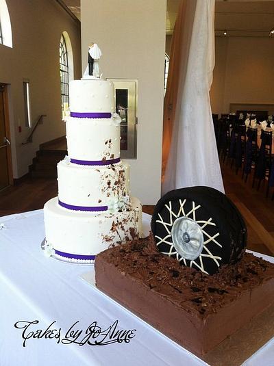 Wedding cake and muddy Groom's Cake - Cake by Cakes by Jo-Anne