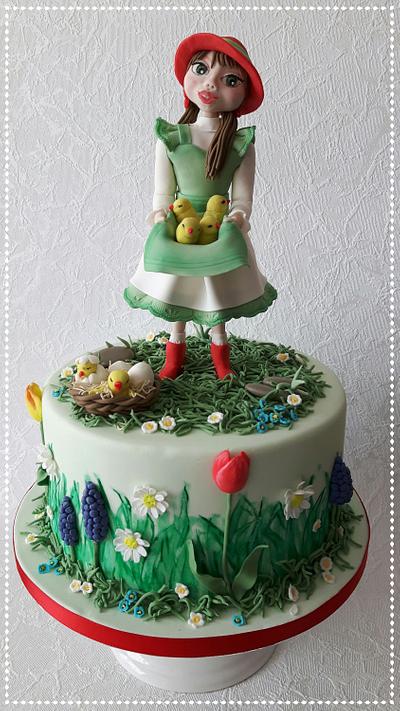 Fondant Cake Topper Sweat Easter Collaboration - Spring Girl - Cake by Olina Wolfs