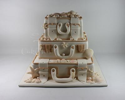 Vintage Luggage/Beach Wedding Cake - Cake by Cake This