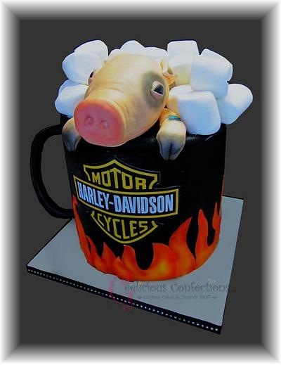 My version of a Tea Cup Pig.. Harley style! - Cake by Geelicious Confections