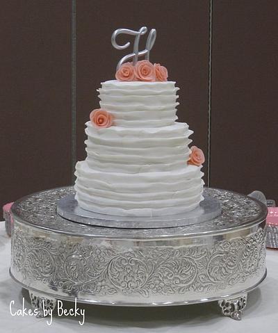 White Ruffled Wedding Cake - Cake by Becky Pendergraft