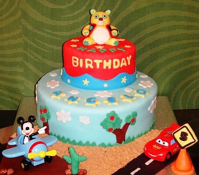 Mixed Themes Cake (Mickey - Cars - Oso) (June 2013) - Cake by Easy Party's