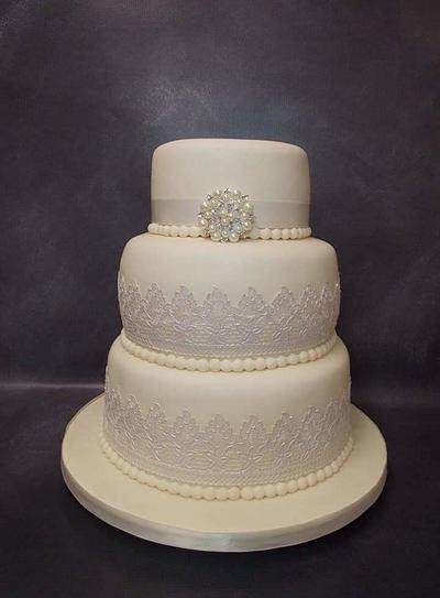 Ivory and lace wedding cake - Cake by Marvs Cakes
