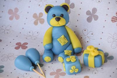 Teddy Bear Fondant Topper  - Cake by BiboDecosArtToppers 