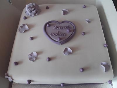 Purple Petals Engagement cake  - Cake by Tracey