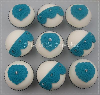 Teal Wedding Cupcakes - Cake by Heidi Stone