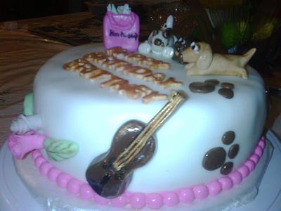 Shopping, violin and puppy birthday cake - Cake by Cakelady10