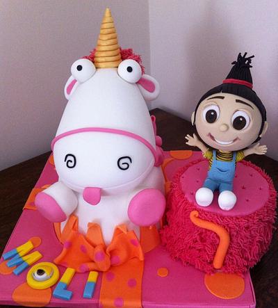 Dispicable me Agnes and her fluffy unicorn   - Cake by Sue