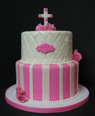 Baptism cake in pink - Cake by gizangel