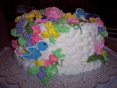 Basket of Flowers - Cake by Debbie