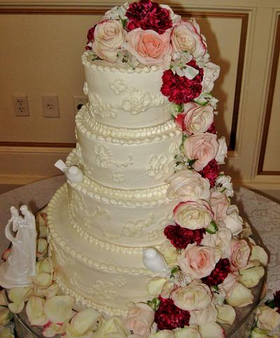 Floral abundance Wedding cake - Cake by Nancys Fancys Cakes & Catering (Nancy Goolsby)