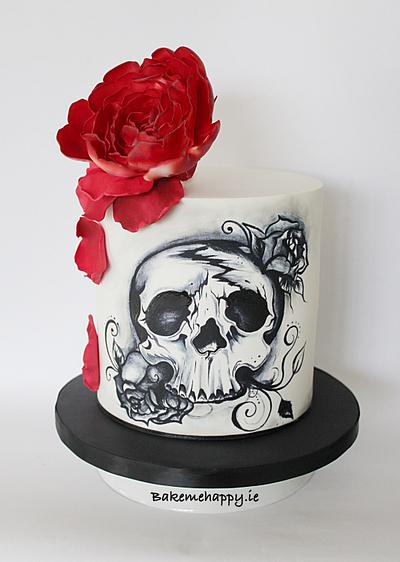 Hand painted skull cake - Cake by Elaine Boyle....bakemehappy.ie