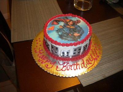 Superman Cake/w edible image - Cake by Priscilla