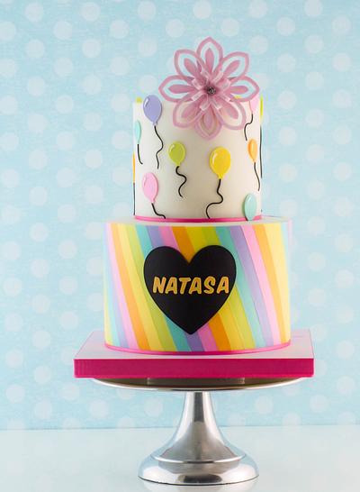 Rainbow stripes and balloons - Cake by Maria