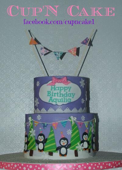Penguin winter themed first birthday cake - Cake by Danielle Lechuga