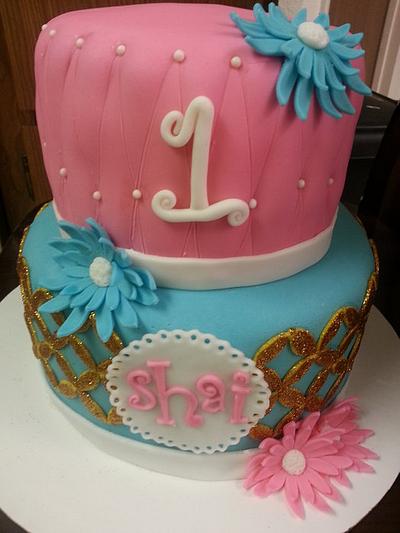 Pink, Teal and Gold - Cake by Danielle Carroll