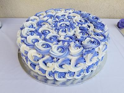 Two toned Rosettes Anniversary Cake - Cake by cinnamimi