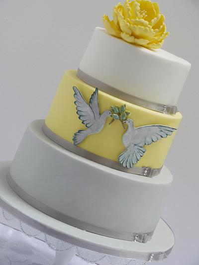 Doves of Peace Wedding Cake - Cake by Scrummy Mummy's Cakes