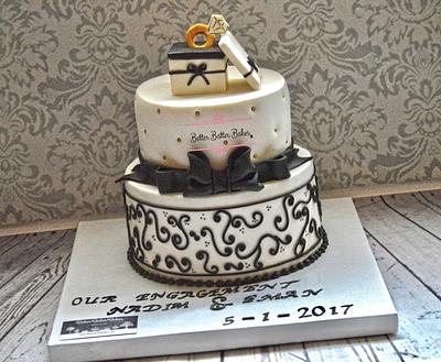 Black & white Engagement Cake  - Cake by Better Batter Bakes