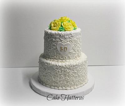 Yellow Roses for a 50th Wedding Anniversary - Cake by Donna Tokazowski- Cake Hatteras, Martinsburg WV